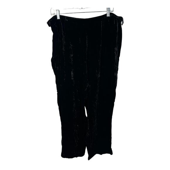 Valerie Stevens 18W Silk Rayon VELVET Dress Pants Pull On Cropped COMFORT Black - Picture 2 of 6